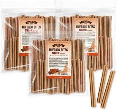 Gootoe Natural Buffalo Dog Treats, Stick (Large), 1.5 lb, Pack of 3 | Low-fat chews for training rewards, limited ingredient, for medium dogs