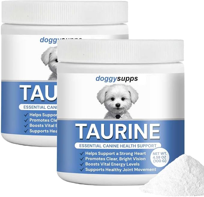 Doggy Supps Taurine, Doggy Supps Taurine Supplement for Dogs, Immune Support, Boost Energy, Skin & Coat Health for Heart, Vision & Daily Wellness, 3.99oz/PCS (2PCS)