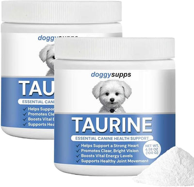 Doggy Supps Taurine, Doggy Supps Taurine Supplement for Dogs, Immune Support, Boost Energy, Skin & Coat Health for Heart, Vision & Daily Wellness, 3.99oz/PCS (2PCS)