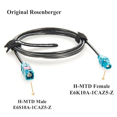 Rosenberger E6S10A-1CAZ5-Z to E6K10A-1CAZ5-Z H-MTD Automotive Ethernet Cable 10Gbps 100/1000BASE-T1 H-MTD Z Code Male to Female Extension Cable for ADAS, ECU, Robotaxi, In-Vehicle Networks(5M/16.4FT)