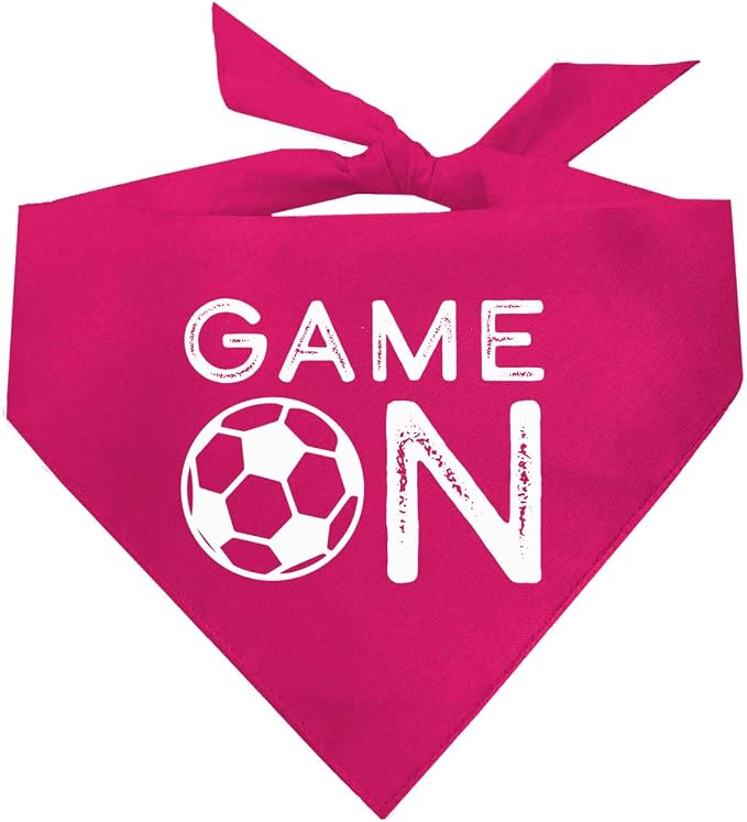 Game On Soccer Dog Bandana | 100% Cotton Adjustable Triangle | Made in USA | Soccer| Sports | Biggest Fan | Game Day | Hot Pink, One Size (1073)