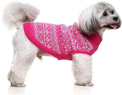 HOMIMP Dog Sweater Argyle - Warm Winter Clothes Puppy Soft Coat, Ugly Dog Sweater for Small Medium and Large Dogs, Pet Clothing Boy Girl, Pink XL