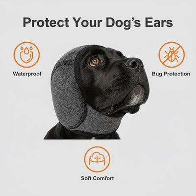 Swimming Waterproof Dog Ear Caps Dog Ear Covers for Bath Pet Shower Ears Gray Muffs for Bath for Grooming -Size L: Head Circumference 15.75"-23.62"