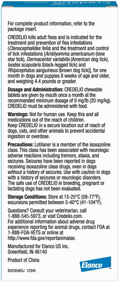 Credelio Tick & Flea Infestation Prevention and Treatment for Dogs 50.1-100 lbs. | 1-Month Supply