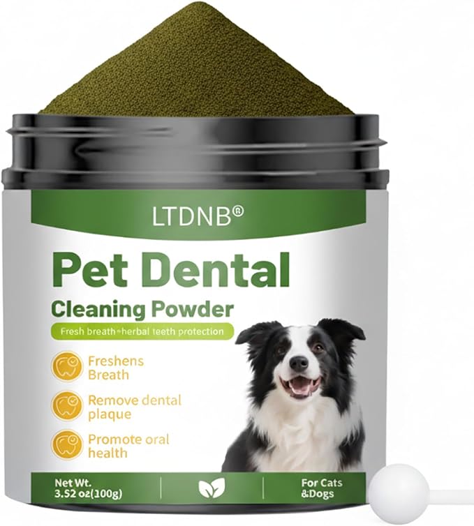 Dog Dental Powder, Dog Teeth Cleaning Powder, Targets Tartar & Reduces Plaque & Bad Breath - Teeth Cleaning Made Easy Eliminate - Meat-Flavored Formulated
