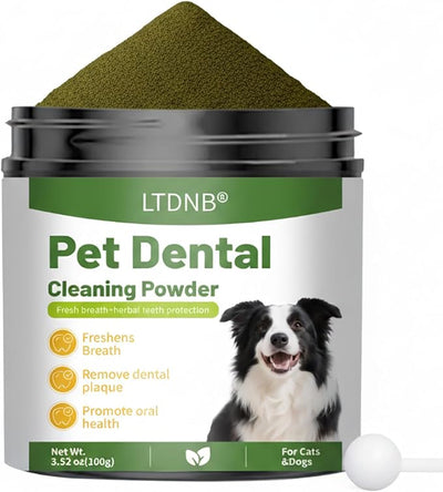 Dog Dental Powder, Dog Teeth Cleaning Powder, Targets Tartar & Reduces Plaque & Bad Breath - Teeth Cleaning Made Easy Eliminate - Meat-Flavored Formulated