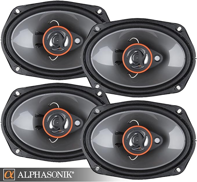 Alphasonik AS268P Loudspeakers 2 Pairs of 6X8 350W Max 3-Way Speakers 4 Ohms Premium Quality Audio Door Speakers for Car or Truck Stereo Sound System