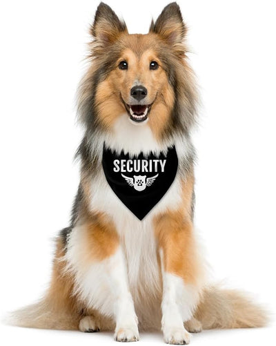 Security Dog Bandana - Triangle Scarf for Small & Medium Dogs (Black, Funny Cute Design)