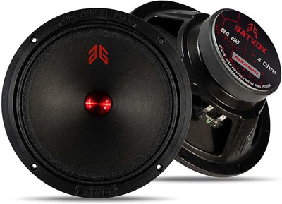 MX80P1 Loudspeaker 8 Inch Midrange 480 Watts 4 Ohms Red Dust Cap, Premium Quality Audio Door Speakers for Car or Truck Stereo Sound System, Black (2 Speakers)