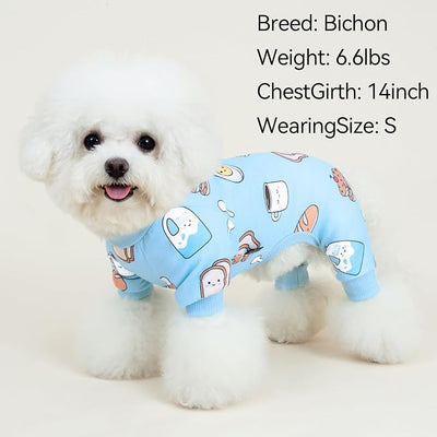 XPUDAC 4 Pack Small Dog Pajamas, Soft Comfy Dog Onesie Pjs, Cute Puppy Clothes Lightweight Pet Outfit Stretchy Pet Clothes for Boy Girl, S