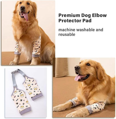 MANON ROSA Dog Elbow Pads – Knee Wrap Front Leg Sleeves for Large Dogs, Wound Protection & Anti-Licking Brace for Injured Legs or Joints (Sleeve Length 13.3in Suit. Wt 80-95lbs, 2XL, Yellow)