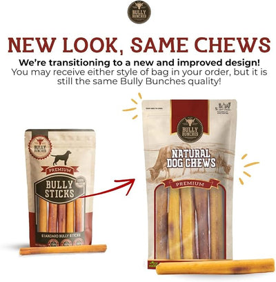 Bully Bunches 6 Inch Collagen Wrapped in Beef Bully Stick | Consistently Sized, All-Natural, Long Lasting Dog Chew | Dental Stick for Avid Chewers (6 Inch, 5 Pack)