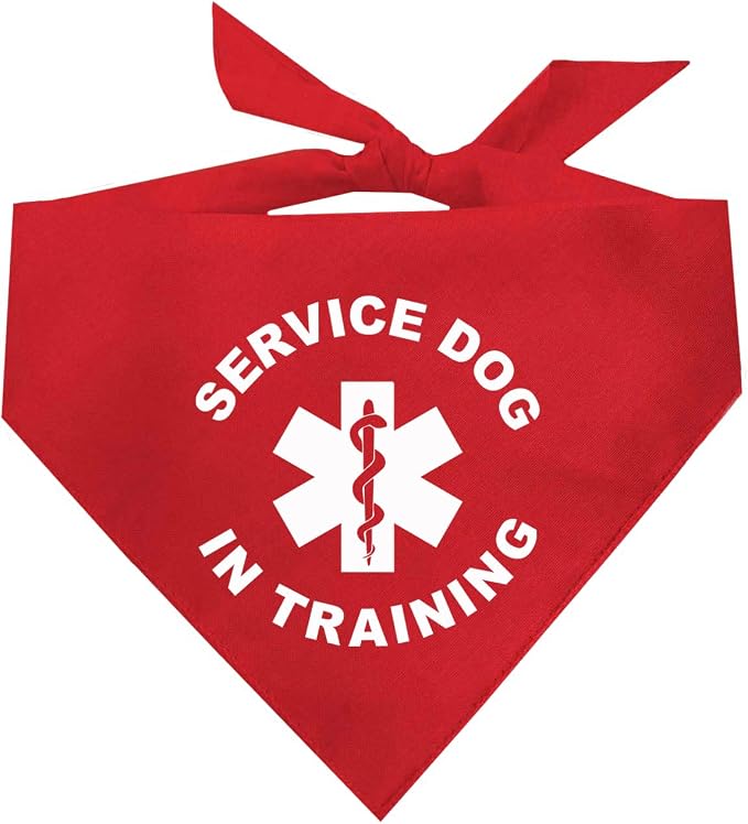 Service Dog in Training Dog Bandana | 100% Cotton Adjustable Triangle |Service Dog | Working Animal | Assistance |Red, X-Small (289)