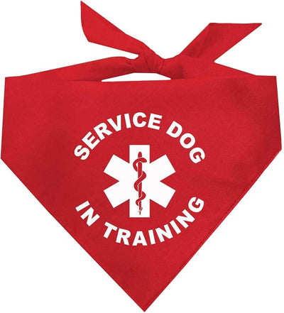 Service Dog in Training Dog Bandana | 100% Cotton Adjustable Triangle |Service Dog | Working Animal | Assistance |Red, X-Small (289)