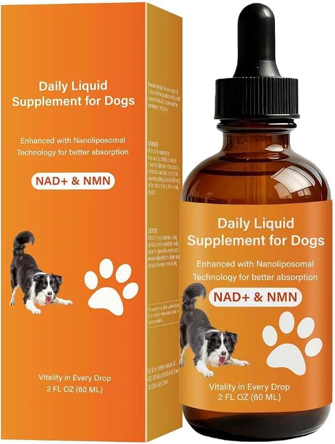 Dog Longevity Supplement with NMN, NAD+, CoQ10 & Resveratrol | Supports Joint Health, Vitality & Healthy Aging – 60-Day Nanoliposomal Drops for Better Absorption
