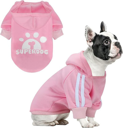 Dog Hoodie with Leash Hole, Pet Clothes Puppy Sweatshirt Dog Pullover Stylish Cat Apparel for Small Medium Dogs and Cats (Pink, X-Small)