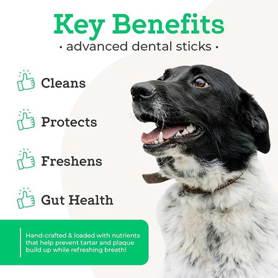 VetPro Complete Dr. Joseph's Advanced Dental Sticks with Prebiotics, 15 Sticks, Cleans Teeth, Freshens Bad Breath, and Supports Gut Health, Target Tartar and Plaque Build Up, Veterinarian Formulated