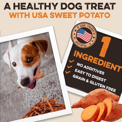 BRUTUS & BARNABY Sweet Potato Dog Treats- No Additive Dehydrated Sweet Potato Fries, Grain Free, Gluten Free and No Preservatives Added (14 oz)