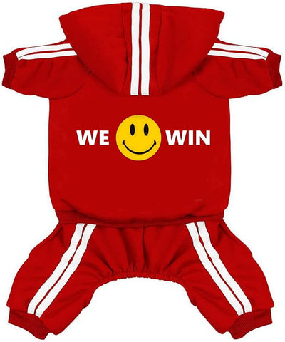 Pet Outfit - Cute Dog Hoodie Sweater Tracksuit Winter Clothes Jumpsuit Pajamas 4-Legs Red for Puppy Small Medium Large Dogs Boy or Girl (XX-Small)