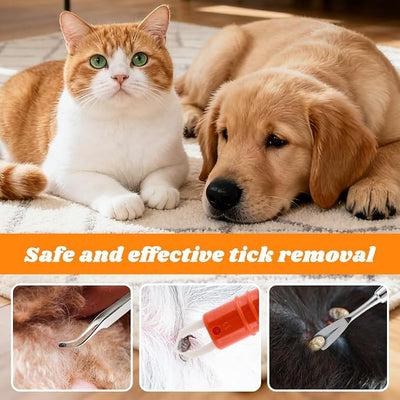 Tick Remover Tool Kit, Portable Stainless Steel Tick Tweezers + Remover TicksKey, 7pack Essential Tools for for Humans, Dogs & Cats Outdoor Activities, Quick & Safe(Size:1pack)