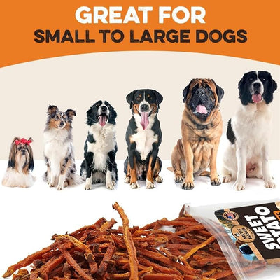 BRUTUS & BARNABY Sweet Potato Dog Treats- No Additive Dehydrated Sweet Potato Fries, Grain Free, Gluten Free and No Preservatives Added (14 oz)