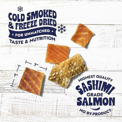 Finfare Freeze Dried Salmon Skin Treats for Dogs, Protein & Omega-3s, Grain Free Salmon Dog Training Treats, Crafted in USA, Bites - 4oz