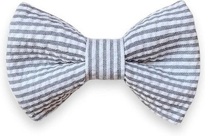 Detachable Dog Bow Tie, Slide-On Pet Bowtie for Collars, Stylish Durable Dog Lover Accessory Small, Medium & Large Dogs (Gray Seersucker, Large (4.5in Wide))