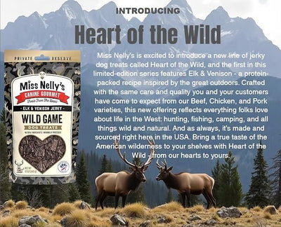 Miss Nelly's - Heart of The Wild – All Natural Elk & Venison Jerky Dog Treats - Made in USA Only - Minimally Processed Dog Treats - 12 oz