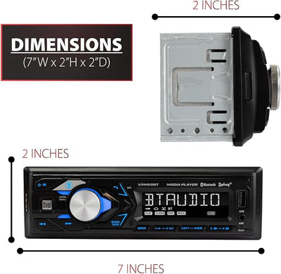 Dual Electronics XRM69BT Single DIN Car Stereo Bluetooth & AM/FM Radio | Hands-free Bluetooth calling & music streaming, push to talk voice assistant, USB playback & charging