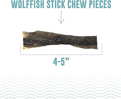 Icelandic+ Stick Chew Pieces: Wolffish - 3oz Bag, Pure Fish Skin Dog Treats, Wild-Caught & Air-Dried, Single Ingredient Pet Snacks, Just The Fish
