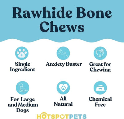 hotspot pets 8-9 Inch Large Rawhide Dog Chew Rolls (10 Pack) - Made from Grass Fed Cows - Great for Dental & Oral Care for Aggressive Chewers Large Dogs