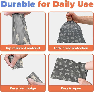 Best Pet Supplies Dog Poop Bags for Waste Refuse Cleanup, Doggy Roll Replacements for Outdoor Puppy Walking and Travel, Leak Proof and Tear Resistant, Thick Plastic - Gray, 150 Bags