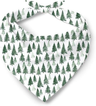 Pine Tree Print Dog Bandana, Nature Themed Adjustable Triangle Pet Scarf, Green Pine Tree Design Outside Pet Accessory Bandana for Small and Medium Dogs