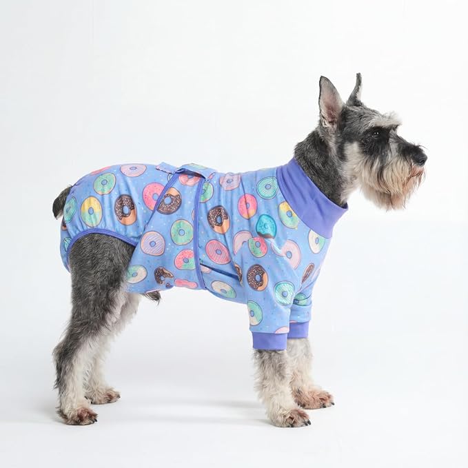 Spark Paws Dog Surgery Recovery Suit – Dog Recovery Suit After Surgery, Anti-Lick Dog Onesie, Abdominal Wound Protector, Soft Cone Alternative for Spay Neuter Male Female Pet Recovery - Donuts - M