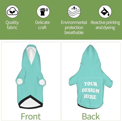 Dog Costume, Custom Dog Hoodie, Dog Name Costume Holiday Pet Pajamas Outfit, Personalized Pet Coat Costumes for Small Medium Large Dogs and Cats for Winter, Turquoise, L