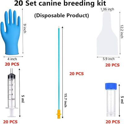 20 Set AI Artificial Insemination Dog Breeding Kit, Canine Breeding Kit, Dog Insemination Breeder Kit, Disposable Canine Artificial Insemination, Canine Breeding Supplies (15.7 inch) L