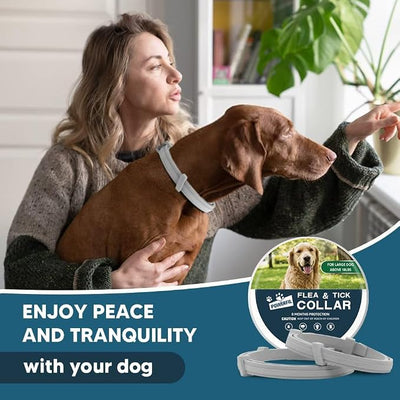 NJKPUYT Flea Collar for Dogs, Tick and Flea Collar for Dogs, Dog Tick Collar, Dog Flea Collars, Flea Collar for Large Dogs, Plant-Based Protection,Easy to Use,Lasts Up to 8 Months – 2 Pack