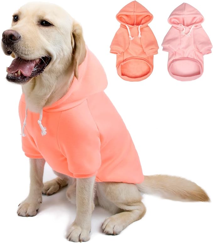 2-Pack Dog Hooded Sweaters & Jackets - Soft Dog Clothes Hoodie for Small/Medium/Large Dogs & Cats | All-Season Comfort & Fit, Stylish Pet Shirts Apparel & Accessories (Light Pink, Coral, Medium)