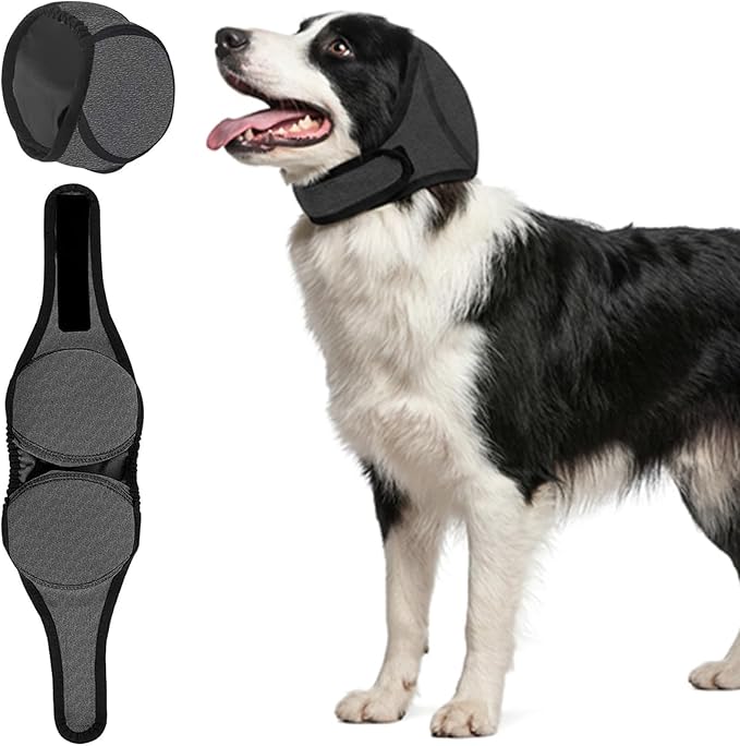No Flap Ear Wraps for Dogs, Dog Ear Muffs Noise Protection, No Shake Ear Wrap for Hematoma Prevention Drying & Anxiety Relief Dog Ear Cover, Elastic Waterproof Ear Muffs with Soundproof Sponge(M)