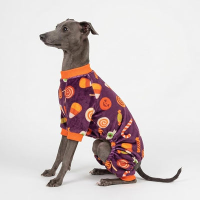 Fitwarm Halloween Candy Dog Pajamas, Funny Costumes for Small Dogs Boy Girl, Pet Outfit, Purple, Orange, Medium