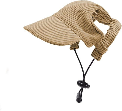 Dog Baseball Cap, Dog Cat Summer Beach Visor Hat with Ear Holes, Adjustable Puppy Sunbonnet Headdress (Brown, Medium)