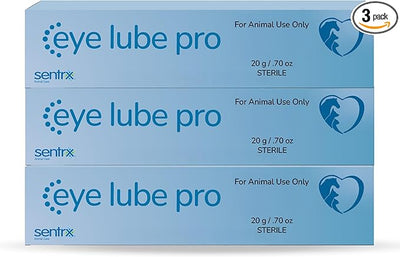 Sentrx - Eye Lube Pro Eye Drops for Dogs, Cats, and Horses, Hydrating Gel Eye Drops with Hyaluronic Acid and Carbomer Lubrication, for Dryness, Itching, and Irritation, 20g, 3 Pack