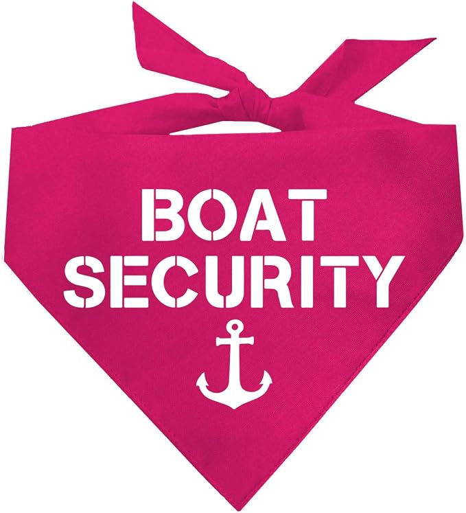 Boat Security Dog Bandana | 100% Cotton Adjustable Triangle | Made in USA | Boat Lover | Captain | Beach | Lake | Funny Outfit Prop Photoshoot |Hot Pink, X-Small (243)
