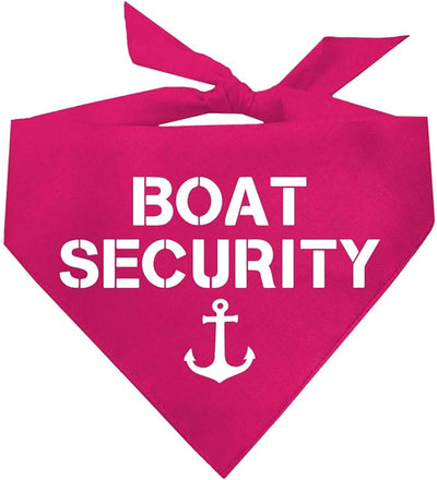 Boat Security Dog Bandana | 100% Cotton Adjustable Triangle | Made in USA | Boat Lover | Captain | Beach | Lake | Funny Outfit Prop Photoshoot |Hot Pink, X-Small (243)