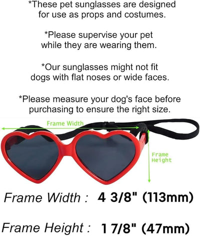G016-1 Dog Pet Heart Costume Sunglasses for Small to Medium Breed (M, 12-25 lbs, Red-Mirror, JN)