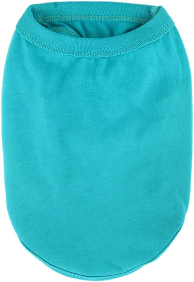 Cotton Dog Clothes Summer Pet Outfit Plain Color Tees Teal Color Doggie Shirt for Yorkie Chihuahua Teddy French Bulldog Dachshund (Neck Girth 12.99'')