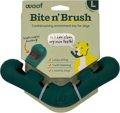 Woof Bark & Brush Dog Dental Toy, Large – Durable Bite & Brush Chew Toothbrush for Teeth Cleaning, Gum Massage, Dental Care & Enrichment