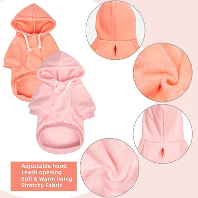 2-Pack Dog Hooded Sweaters & Jackets - Soft Dog Clothes Hoodie for Small/Medium/Large Dogs & Cats | All-Season Comfort & Fit, Stylish Pet Shirts Apparel & Accessories (Light Pink, Coral, Medium)