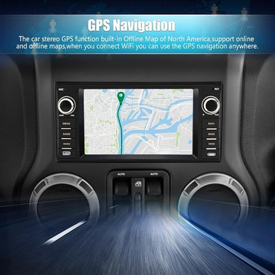 Junsun 8Core Car Radio Stereo for Dodge RAM 2009-2012 Avenger Challenger Jeep Wrangler, 7 Inch Touch Screen with Android 13 Wireless CarPlay Android Auto Backup Camera