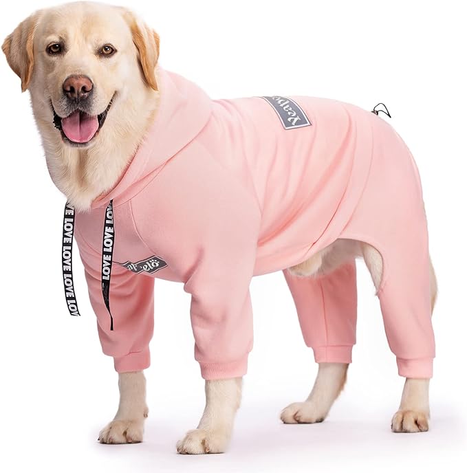 Dog Hoodies Winter Coat for Large Medium Dogs, Pullover 9 Legs Warm Coat Hooded Sweatshirt, Fleece Hoodie for Cold Weather (Pink, 6X-Large)